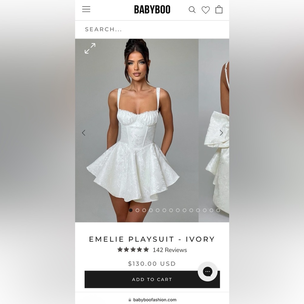Babyboo Emelie Playsuit Dress With Giant Bow - Ivory